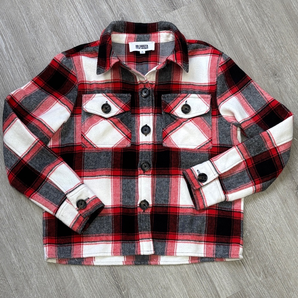 BB Dakota Steve Madden Red Black Plaid flannel Button Down Shirt women’s small